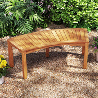 Tangkula Outdoor Acacia Wood Curved Garden Bench（1/2/4/7）