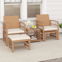 Tangkula Ensemble de 5 meubles de conversation en osier pour jardin