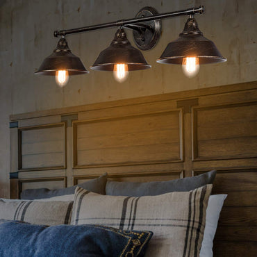 Tangkula Vanity Light, 3 Light Wall Sconce, Industrial Metal Wall Mount Lamp(Black)