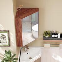 Tangkula Corner Medicine Cabinet with Mirror, 23.5" Wall Mounted Storage Cabinet Organizer with Left/Right Open Mirror Door & Adjustable Shelf