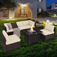 Tangkula 7 Pieces Patio Furniture Set with Fire Pit Table