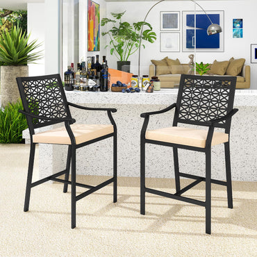 Tangkula Counter Height Patio Bar Chairs with Cushions for Garden