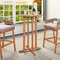 Tangkula Table de bar ronde de 99 cm avec plateau à lattes pour terrasse