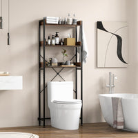 Tangkula Over The Toilet Storage Rack, 3-Tier Bathroom Space Saver w/ 4 Hooks & Adjustable Bottom Bar