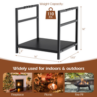 Tangkula Firewood Log Rack, Heavy Duty Firewood Holder with Unique Handle and Raised Feet