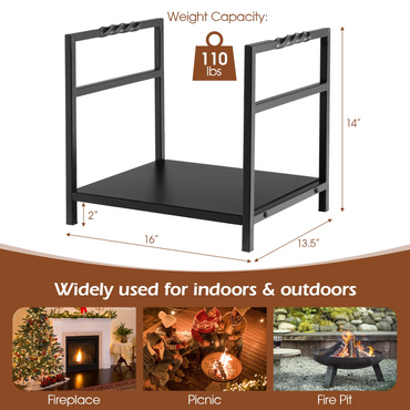 Tangkula Firewood Log Rack, Heavy Duty Firewood Holder with Unique Handle and Raised Feet