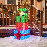 Tangkula Christmas Lighted Animated Pop-up Reindeer in Stacked Gift Boxes