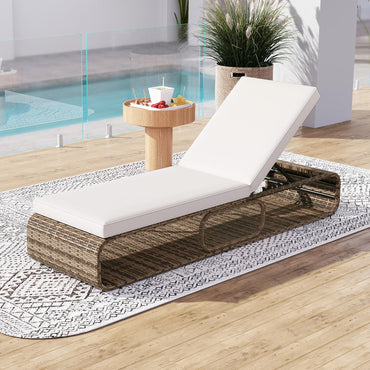 Tangkula Outdoor Chaise Lounge Chair with Adjustable Backrest