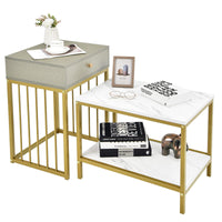 Tangkula Nesting Coffee Table Set of 2, Rectangular, Living Room Accent Cocktail Tables