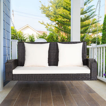 Tangkula 2-Person Wicker Porch Swing