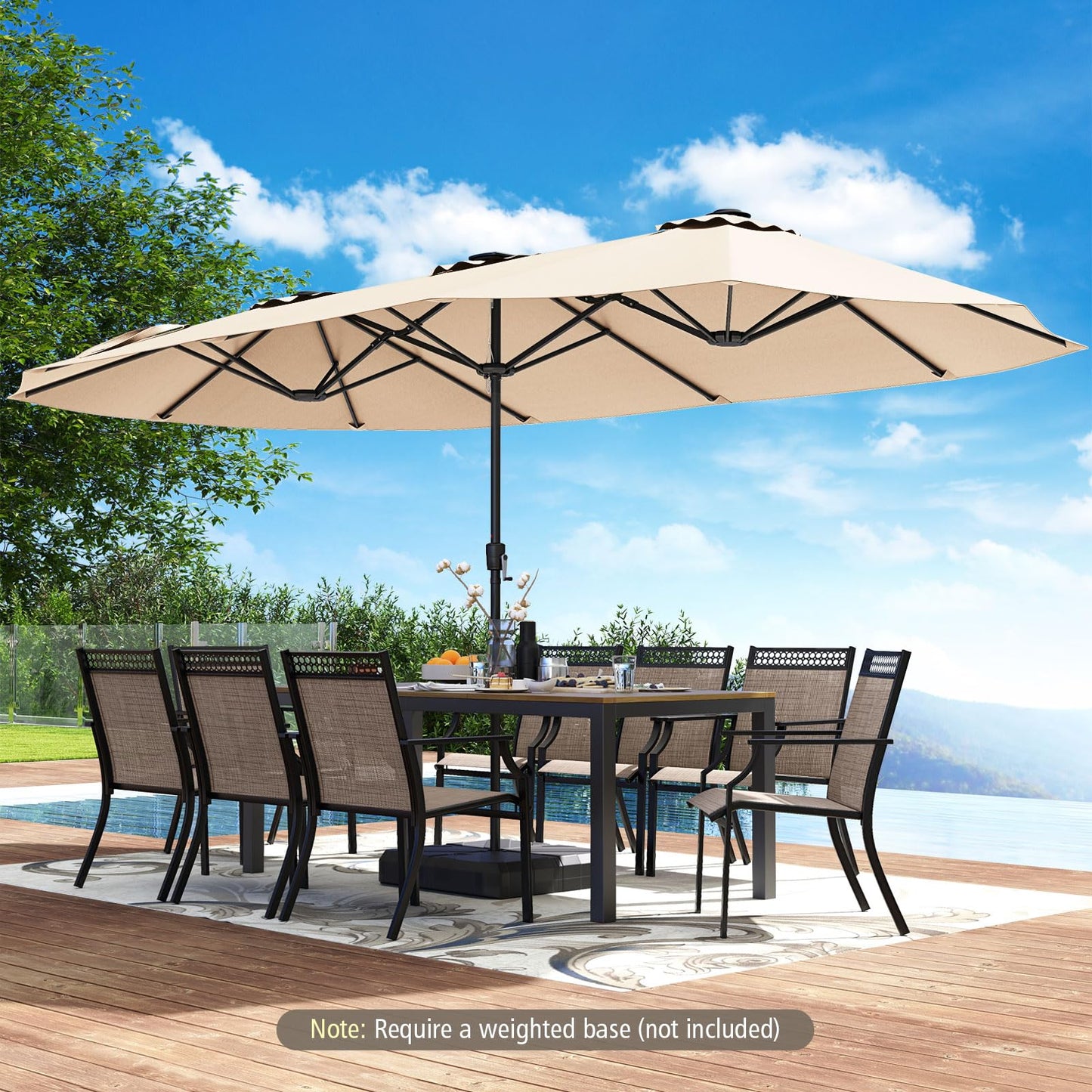 Tangkula 15.5 FT Extra-Large Patio Umbrella w/LED Solar Lights