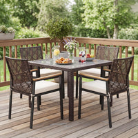 Tangkula Wicker Patio Chairs Set of 4 Hand-Woven PE Rattan Outdoor Chairs