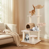 Arbre à chat Tangkula 59 pouces, tour à chat multi-niveaux avec poteaux à gratter en sisal