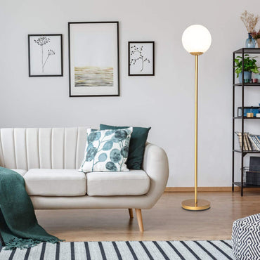 Tangkula Globe Floor Lamp, Mid Century Modern Standing Lamp with Acrylic Lampshade (Gold)