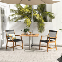 Tangkula Outdoor Acacia Wood Dining Chairs Set of 2, All-Weather Rope Woven Patio Chairs with Armrests