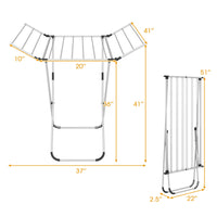 Séchoir à linge pliant en aluminium Tangkula avec ailes pliables et 14 barres de séchage