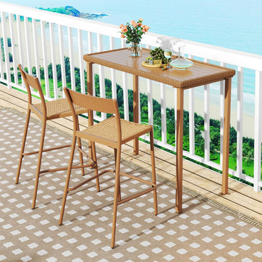 Tangkula Heavy Duty Rectangle Metal Frame 48 Inches Outdoor Counter Height Table