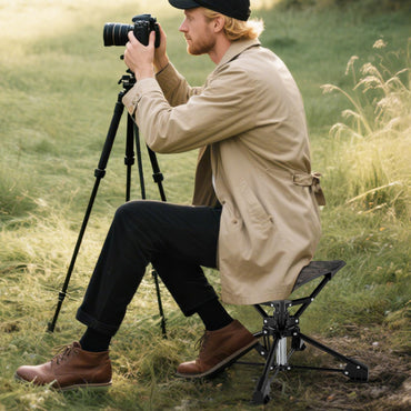 Tangkula 360°Swivel Foldable Camping Stool with Anti-Sink Feet & Carrying Bag