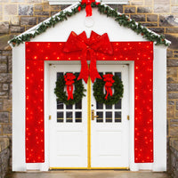 Tangkula Pre-Lit Christmas Doorway Arch w/Bow, LED Lighted Festive Door Decoration w/ 240 Red LED Lights