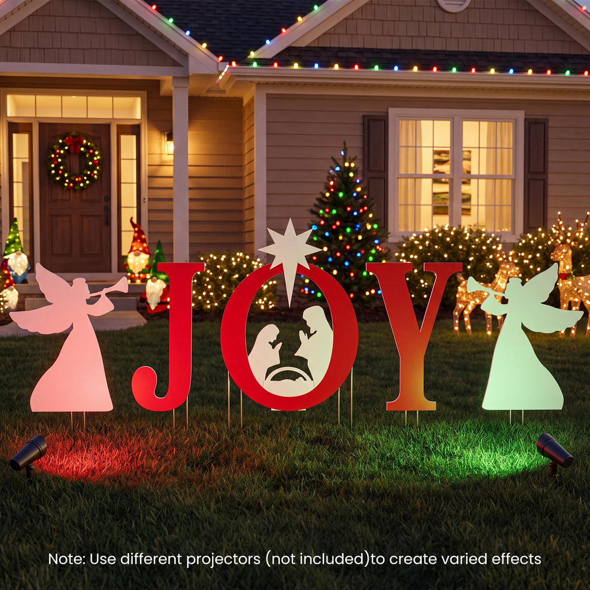 Tangkula 5 Pieces Outdoor Christmas Joy & Angels Nativity Yard Signs Set