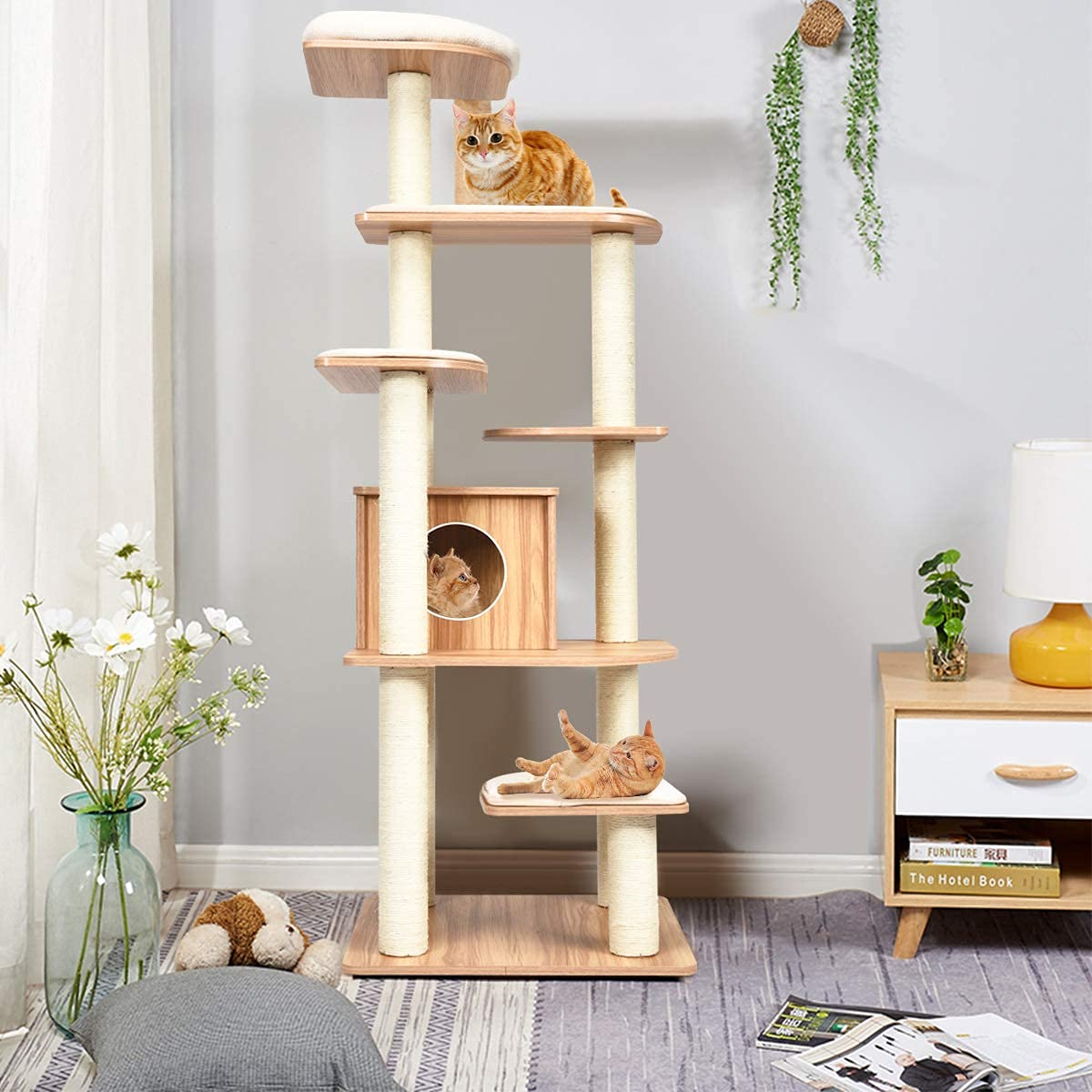 Tangkula 69 Inch Tall Cat Tree with Sisal Rope Scratching Posts