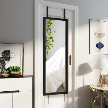 Tangkula Miroir de porte pleine longueur, miroir mural, 47,5 x 14,5 pouces, miroir à suspendre (noir et blanc)