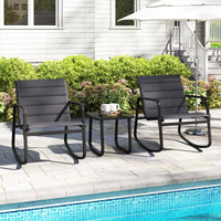 Tangkula 3 Piece Outdoor Rocking Bistro Set | Porch Rocker Chairs with Tempered Glass Table