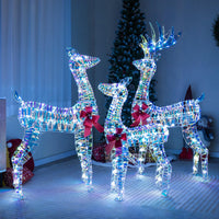 Tangkula 3-Piece Christmas Lighted Iridescent Reindeer Family Set, Xmas Pre-Lit Deer with 230 LED Lights