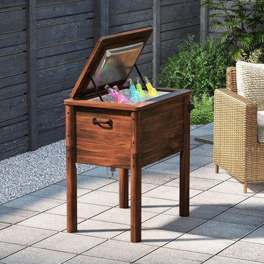 Tangkula Wooden Patio Cooler 54 Quart