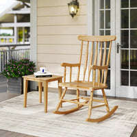 Tangkula Patio Rocking Chair Solid Wood with Rubber Wood Frame