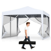 Tonnelle escamotable 3x3 m avec moustiquaire, tente de réception extérieure avec sac de transport