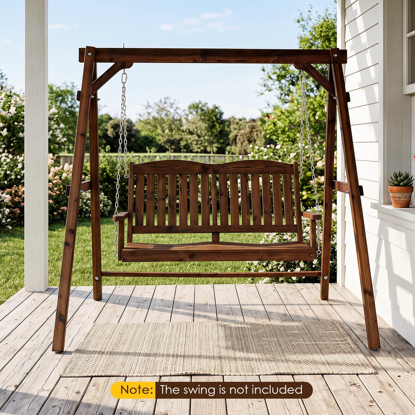 Tangkula 880lbs Wood Porch Swing Frame(72" x 54" x 66")