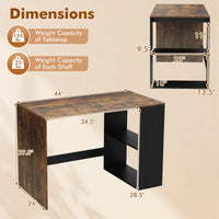 Tangkula Bureau d'ordinateur 112 cm pour domicile/bureau avec étagère à 2 niveaux en bois