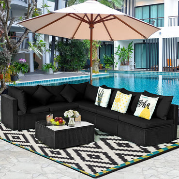 Tangkula 7 Piece Patio Furniture Set with Coffee Table