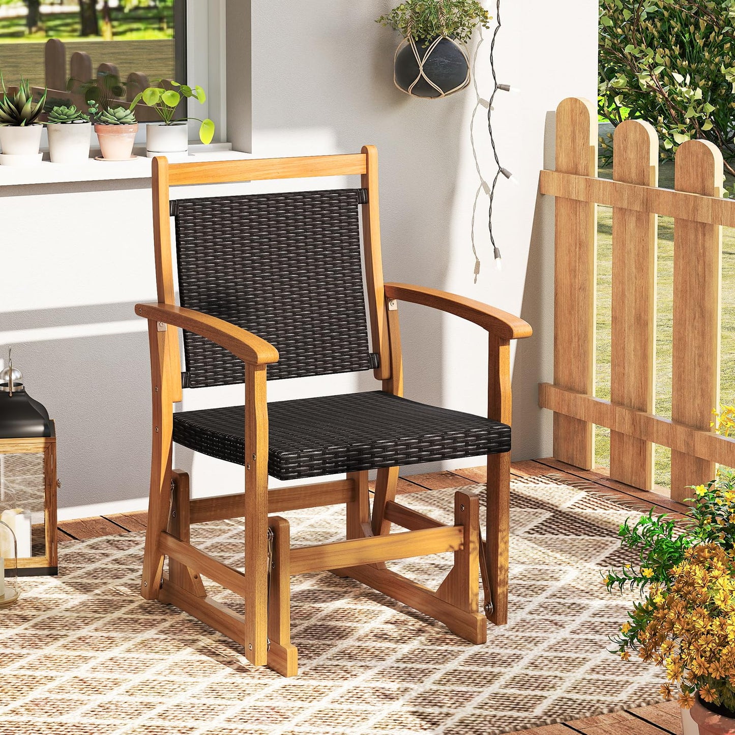 Tangkula Patio Rattan Glider Chair(1/2)