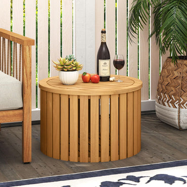 Tangkula 2-in-1 Outdoor Side Table with Storage for Backyard