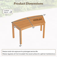 Ensemble de bancs d'extérieur incurvés en bois d'acacia Tangkula