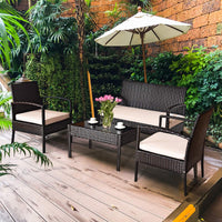 Tangkula 4 or 8 Piece Rattan Patio Furniture Set for Porch