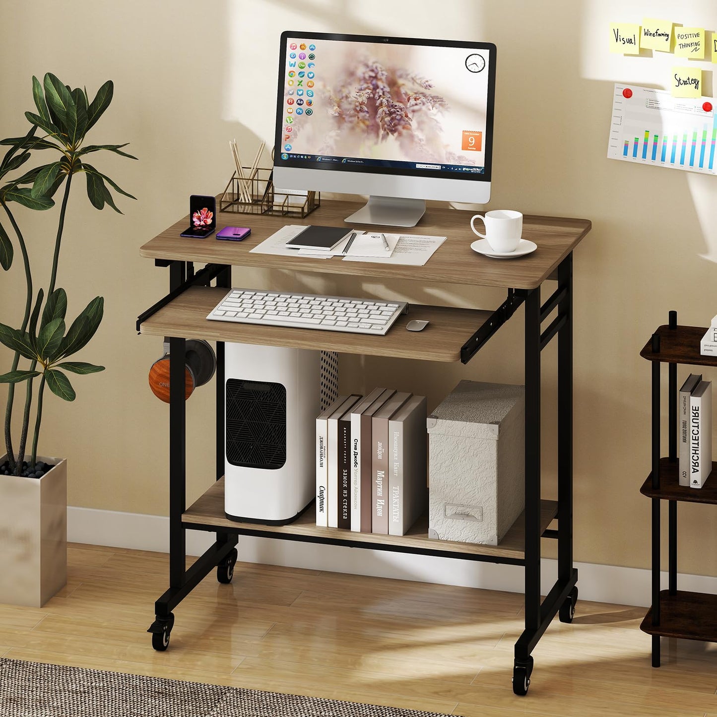 Tangkula Chariot de bureau roulant avec plateau pour clavier