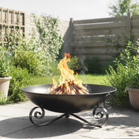 Tangkula 24 Inch Heavy-Duty Metal Fire Bowl with Handles for Outside Wood Burning