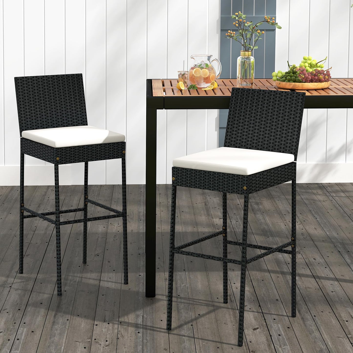 Tangkula Outdoor Bar Height Chair w/Soft Seat Cushion & Cozy Footrest
