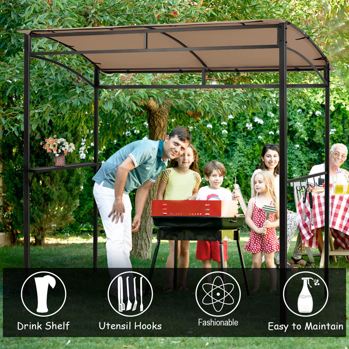 7ft Grill Gazebo, Patio Barbecue Canopy - Tangkula
