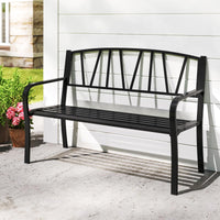 Tangkula Metal Patio Park Bench with Curved Armrests