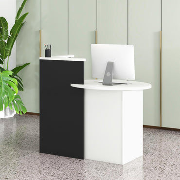 Tangkula Reception Desk, Front Counter Desk with Lockable Drawer & Adjustable Shelf
