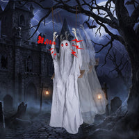 Tangkula 6.6 FT Halloween Animated Swing Ghost with Light up Eyes