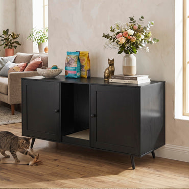 Tangkula Double Cat Litter Box Enclosure for 2 Cats