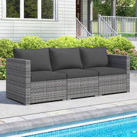 Tangkula 3 Seat Outdoor Modular PE Rattan Patio Cushioned Sectional Couch Furniture Set
