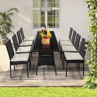 Tangkula 10 Pieces Wicker Patio Dining Set, Outdoor Rattan Table & Chairs Set with Padded Cushions