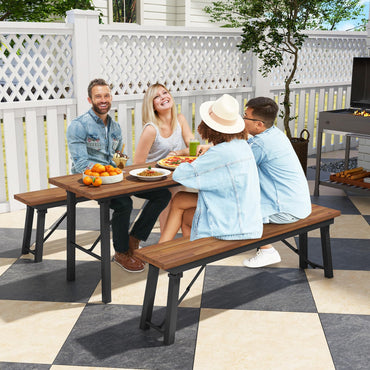 Tangkula Outdoor Folding Bench Set of 2, 55 Inches Long 2-3 Person Acacia Wood Backless