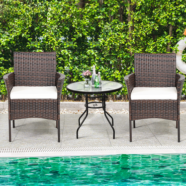 Outdoor PE Rattan Armchairs with Removable Cushions